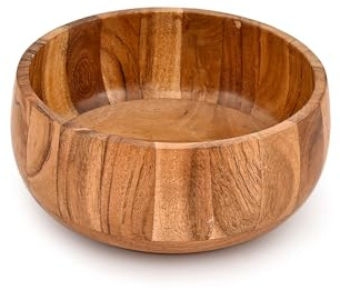 EDHAS Salatschüssel aus Akazienholz, perfekt für Salat, Gemüse, Salatschüssel und dekorativer Mittelpunkt für Obst, Dessertteller (17,8 x 17,8 x 7,6 cm)