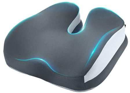 Ouxayapl Cojín Silla Oficina, Cojín Lumbar y para Coxis de Espuma Viscoelástica - Cojín Ergonomico Antideslizante para Silla de Oficina, Gaming y Coche, Alivio del Dolor de Espalda y Ciática