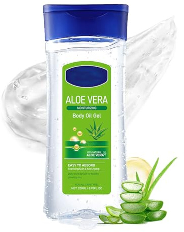 Altherona Body Oil Gel mit Aloe Vera, Körperöl für sehr trockene Haut, Befeuchtendes Körperöl für Körperpflege, Körperlotion mit Pflanzenduft, erfrischend und nicht fettend Gelformel, Große Kapazität