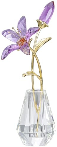 RONG Kristo Crystal Lily Figurine, Glass Flowers with Stem,Flower Collectible Gifts For Woman, Wedding Party Decor(Purple)