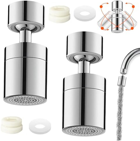 NIVRAIN 2 Piezas Aireador Grifo Cocina M22/M24, Boquilla Grifo 360° Giratorio, Extensor Grifo Cocinaa, 2 Modos de Caño, para Cocina y Baño
