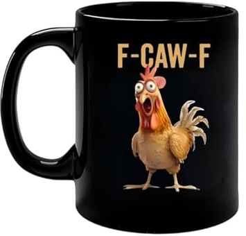 F-Caw-F Coffee Mug, F Caw F Mug, Funny Chicken Mug, Rooster Cup, Novelty Ceramic F-Caw-F Rooster Coffee Cups, Farmhouse Home Decor, for Men and Women (Black)