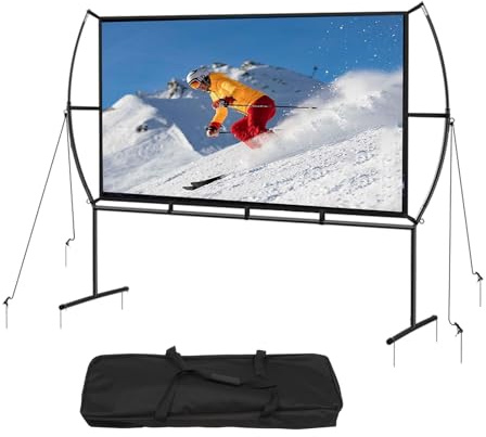 Pantalla de proyector portátil de 100 pulgadas con soporte y bolsa de transporte, pantalla de película HD 4K 16:9 para cine en casa, camping, presentaciones de oficina, ligera y fácil de instalar para