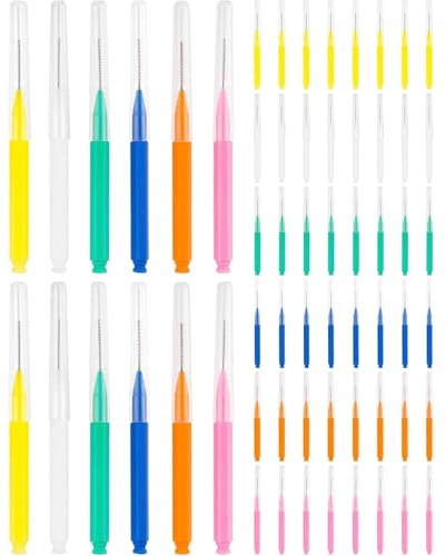 HUVZOR 72 Pezzi Spazzolini Interdentali in 6 Colori, Spazzolini Flessibili Riusabili per Pulizia Spazi Interdentali