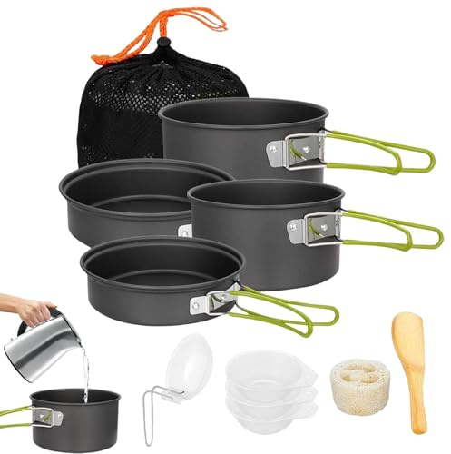 Tktouci Campingpanna - Non-Stick Bärbar Köksutrustning,Köksredskap För Camping Och Friluftsliv - För Friluftskök Picknick Vandring Och Ryggsäcksturer 2 Till 3 Personer