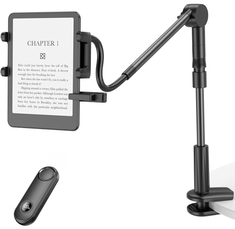 PlusAcc Fernbedienung Seitenwenden Halterung für Kindle – Schwanenhals Tablet Halter Ständer zum Lesen von E-Books, Zubehör zum Seitenumblättern im Bett, geeignet für Kindle Paperwhite/Oasis/Kobo