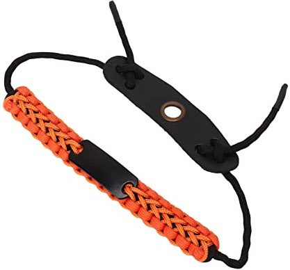 Chrees Élingue de Poignet pour Tir à l'arc, Sangle de Poignet Réglable en Corde de Nylon pour Arcs Recourbés Composés, avec Amortisseurs pour (Orange)