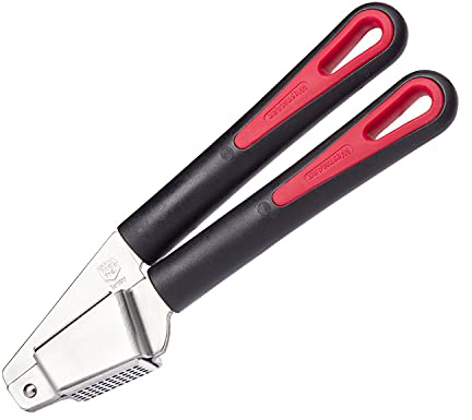Westmark Knoblauchpresse mit herausnehmbarem Gittereinsatz, Länge: 19,7 cm, Rostfreier Edelstahl/Kunststoff, Gallant, Schwarz/Rot/Silber, 29362270