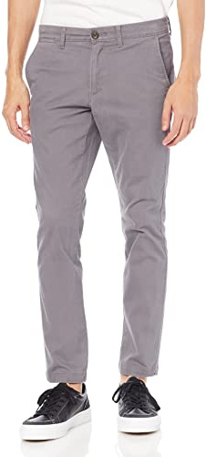 Amazon Essentials Pantaloni Chino Casual Elasticizzati, Vestibilità Skinny Uomo, Carbone, 29W / 29L