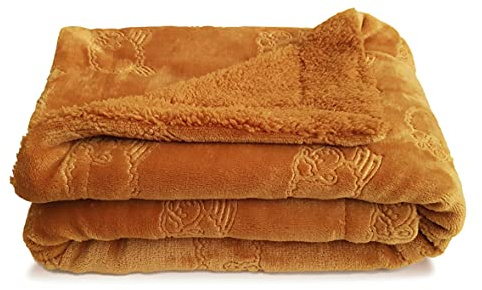 eYone Couverture en polaire pour bébé garçon ou fille Motif mouton en relief avec sherpa Marron 75 x 100 cm