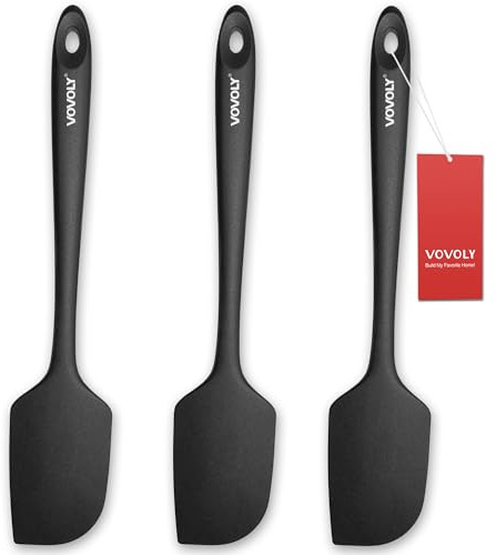 Silicone Spatula for Kitchen, 600°F Heat resistant Spatulas for Baking, Cooking, Scraping,and Mixing, Non Stick Kitchen Utensils, BPA Free, 11.2 IN, 3 Pack, Black
