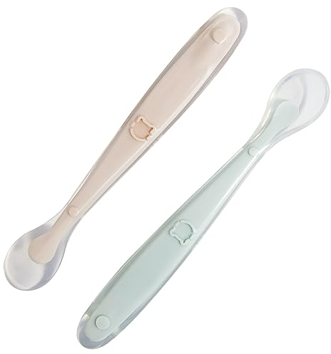 Tomedes Cucchiai in silicone morbidi e curvi 1 mese set colorati (2 pezzi)