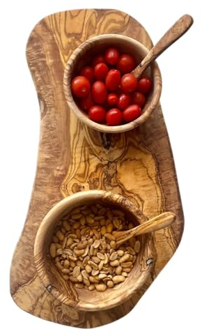 DALISTORE TL03 Tabla de cortar Bandeja Aperitiva de Madera de Olivo 46 x 20 x 2,5 cm