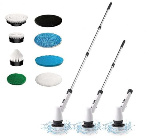 Scrubbing Brush With Long Handle Cordless Electric ， Motorized Scrub Brush Adjustable Extension Handle ， Electronic Scrubber Suitable For Kitchen Stoves, Etc.