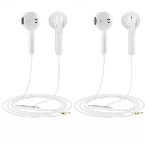 2 Pack Earphones,In Ear Headphones,In Ear Wired Earbuds Noise lsolating Headset With Microphone,Compatible With Phone,Pad,Samsung,MP3,Players,Smartphones,Laptops