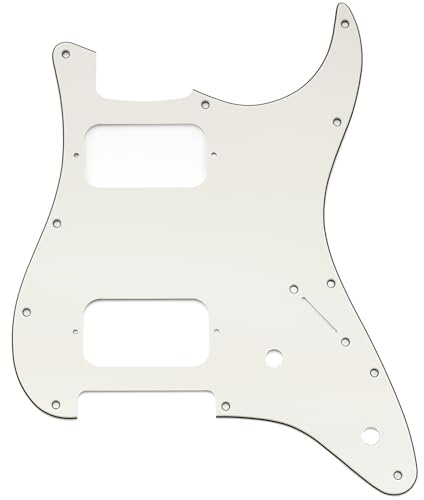 Musiclily Pro 11 Löcher HH ST Schlagbrett Runde Ecke 3-lagig Aged White | 2 Unbedeckter Humbucker 2 Potis Aussparungen, für Fender Squier Strat Style E-Gitarre