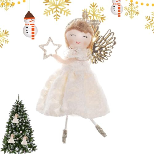Colgante de niña ángel de Navidad | Decoración de niña ángel Brillante, Suministros de decoración de centros de Mesa de Navidad, muñeca de Hadas pequeña con Vestido de Encaje para Puerta, Ventana