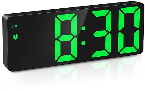 OQIMAX Sveglia digitale sveglia digitale con display numerico grande sveglia portatile con ripetizione 3 luminosità indicatore di temperatura data 12/24 ore controllo vocale verde