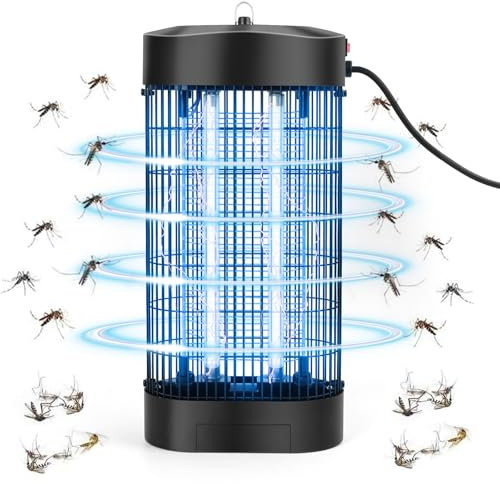HKC Lampada Antizanzare Elettrica, Zanzariera Elettrica con 2 9W lampade UV Trappola, Lampada Zanzare con Gancio portatile, Superficie Effettiva 80m² Repellente per Zanzare Contro Tarme, Mosche