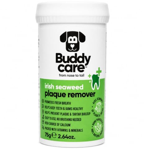 Buddycare Plaque Off Powder For Dogs (75g) Irish Seaweed Powder Plaque & Tarter Remover For Teeth for Dogs & Cats, Tartar & Bad Breath Remover Teeth Cleaner