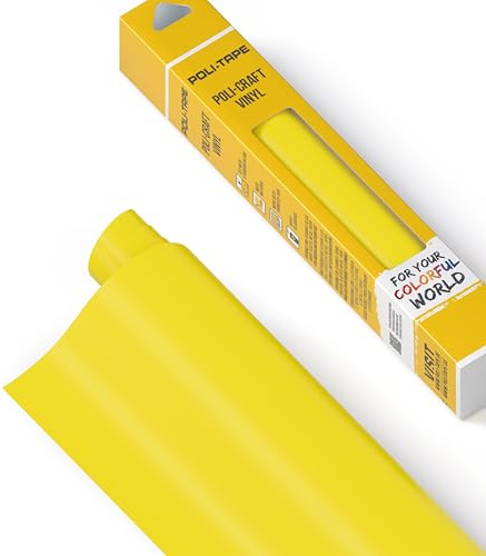 POLI-CRAFT Vinyl Klebefolie (REMOVABLE) - selbstklebende Plotterfolie für DIY-Projekte, Gelb matt, 30,5 cm x 183 cm