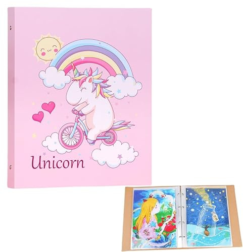 Carpeta A4 personalizada para niñas - carpeta para certificados con 40 fundas transparentes | motivo unicornio (con certificado FSC, ampliable, perfecta como regalo de certificado para la matrícula es