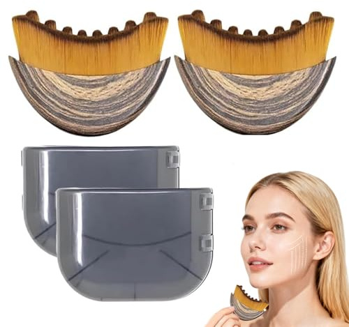 2-Piece Lymphatic Drainage Face Brush, Lymphatic Contour Face Brush, Facial Lymphatic Drainage Massager, Ergonomically Designed to Fit the Skin Precisely and Relieve Fatigue