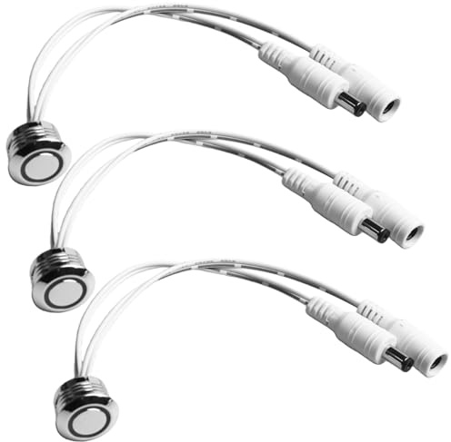 Behogan 3 Stück LED Touchdimmer: 5V-24V kompatibel DC Extension Cable, LED Strip, Motion Sensor, 18mm Einbaumaß, stufenlose Helligkeitsregelung für Streifen Strip Lichtleisten LED-Leisten