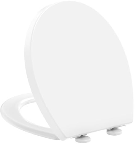 YEAUPE PRO Abattant WC avec frein de chute O-forme –Siège WC en PP avec Démontage Rapide, Patins Antidérapants et Gabarit d’installation – Silencieux et Durable, Blanc 44,6×37,2 cm