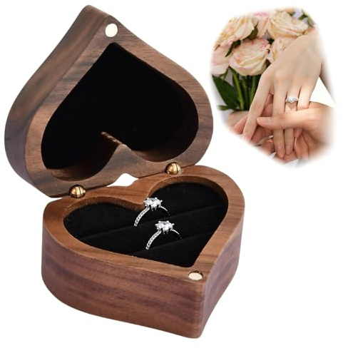 MmotZsb Ringbox Verlobung, Ringschachtel für Verlobungsringe, Aufbewahrungsbox für Schmuck, Ringverpackung mit Herzdesign, 60x55x38 mm