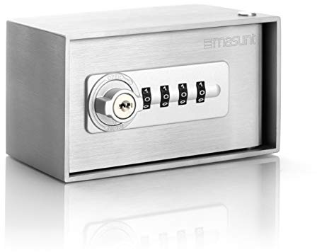 masunt Depósito de llaves 520 M Code | Caja fuerte para llaves con cerradura de combinación | a prueba de rotura | de sólido acero inoxidable V2A | apta para uso en exteriores Plata