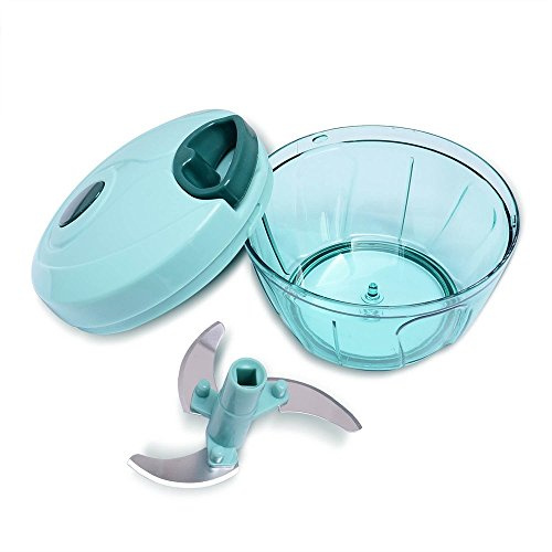 CNFQ Hachoir Manuel Cuisine Food Blender Ecraseur pour Découpe Fruits et Légumes Presse-Ail (Bleu)