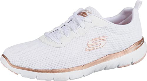 Skechers Flex Appeal 3.0 First Insight, Sneakers Donna, Bianco White Mesh Rose Gold Trim, 39.5 EU