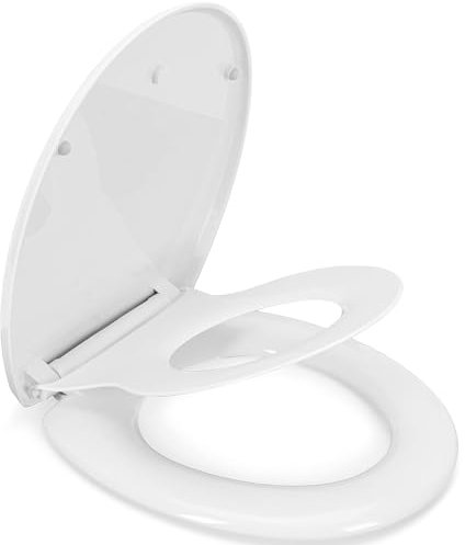 Toilet Seat, MUJIUSHI Slow Close 2-in-1 Family Toilet Seat with Built in Potty Training Child Seat, Detachable Magnetic Kids Seat Cover, Standard O Form Family Toilet Lid for Toddlers & Adults