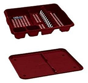 Quange DISH DRAINER WITH DRAINER TRAY PLASTIC SINK PLATE RACK (Color : Red)