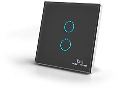 MCO Home Z-Wave Glass Touch Panel Switch, 2 relays, MH-S412, Black