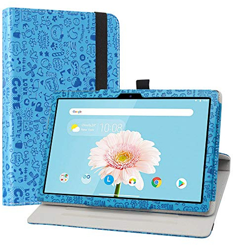 Funda para TECLAST P20HD, funda para TECLAST M40, LiuShan 360 grados de rotación funda de piel sintética con soporte caso para Tablet TECLAST P20HD / M40 PRO 10.1 Tablet,Azul