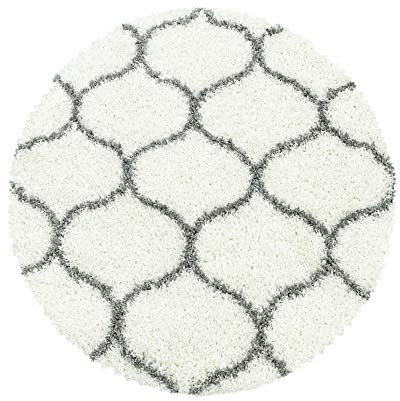 Carpettex Hochflor Teppich Wohnzimmer Shaggy Flokati Modern Skandinavisch Design 120 cm Rund Creme - Schlafzimmer Weich Flauschig Waschbar Küche Esszimmer - Langflor