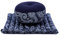 LEEWADEE Set da Meditazione: Piccolo Cuscino Zafu e Tappetino Zabuton, Kit Tailandese per meditare in kapok, Blu Bianco