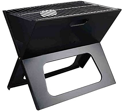 MYAOU Gril Pliant - Barbecues au Charbon de Bois de Table de Barbecue Portable Pique-Nique avec Grille de Cuisson chromée (Noir)