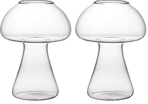 HEMOTON Mushroom Cocktail Glass with Thickened Base and Smooth Rim 4.7 Inch Glassware for Bars Cafes Homes and Banquets Novelty Drinking Glass
