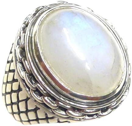 Silberschmuck - BG Herrenring, Ring Silber, Gr. 62, echter Mondstein, aus Sterlingsilber massiv gearbeitet
