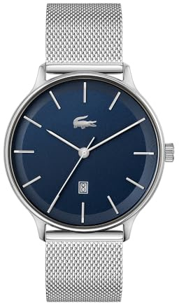 Lacoste Analog Quarzuhr für Herren Kollektion Club mit Silbernes Edelstahl-Mesh-Gliederarmband - 2011200