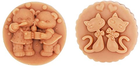 LC 2 Stück Silikon-Seifenformen, süße Bären und Katzen, Silikonform, Seifenform, Kuchenform, Kuchenform, DIY Kerzenform
