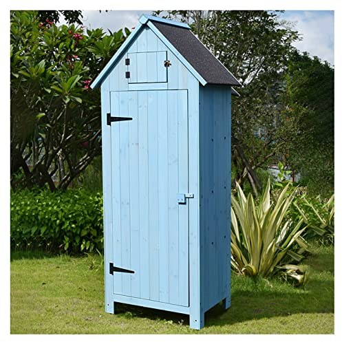 Garten Speicher Schuppen, Outdoor Speicher Schrank, Vertikale Speicher Schuppen, Für Langlebig, Perfekt Für Garten, Hof, Patio (Color : Blau, S : 77x54.5x180cm)