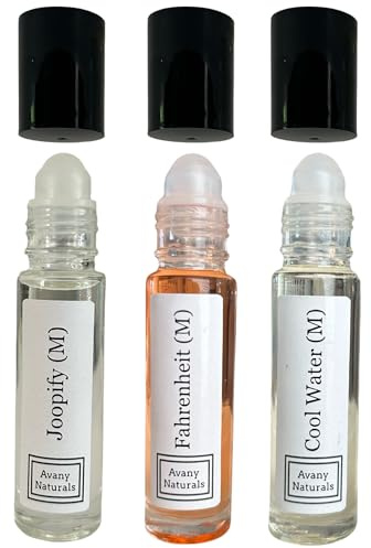 Avany Naturals Mens Fragrance Samples - Set of 3 Colognes for Man, Roll on Scented Body Oil, Alcohol Free Perfume Oil (Best Collection)