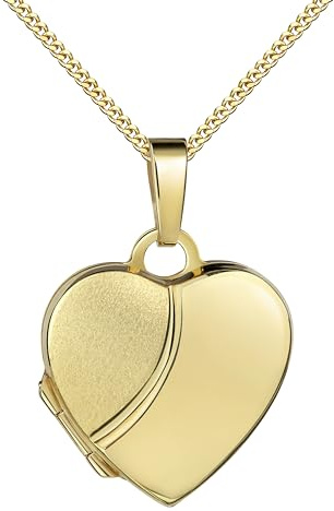 JEVELION Medaillon Herz 585 Gold 14 Karat Herz-Amulett für 2 Bilder zum Öffnen mit Kette oder ohne Halskette wählbar