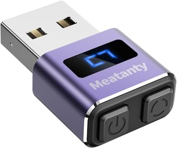 MEATANTY USB Mouse Jiggler aus Metall mit Display, 3 Modi, Violett | Separate Tasten für Ein/Aus und Modus, Schutzkappe und Plug-and-play-Betrieb ohne Treiber.