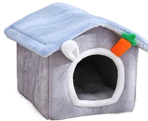 Hundebett Katzenbett Haustierbett, Weich, Lang, Plüsch, Grau, Katzenbett, Rundes Katzenbett, Haus, Rundes Haustier-Hundebett Für Kleine Hunde, Katzennest, Winter Hundekorb Hundesofa ( Color : D , Size