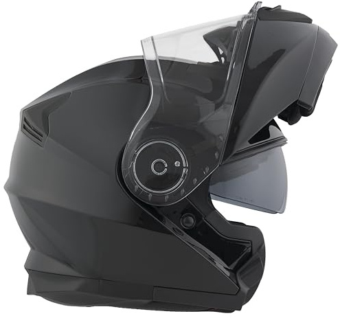 BHR Klapphelm 836 FLIP-UP, Integralhelm ECE 22.06 zugelassen mit Sonnenblende, doppeltem kratzfestem Visier und mikrometrischem Auslöser, für Touring und Stadtfahrten, Metallic Schwarz, XXL